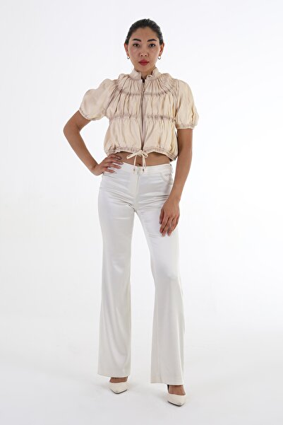 Balizza BLZ-BELİ VE ETEK KISMI BÜZGÜLÜ DERİ KISA CEKET