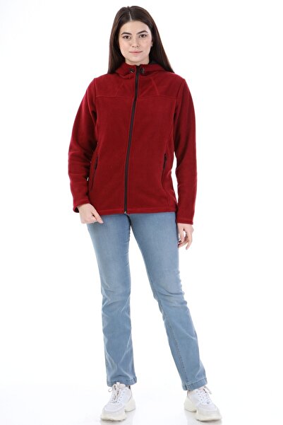 VEGA PORT Γυναικείο Fleece Claret Red με κουκούλα με φερμουάρ
