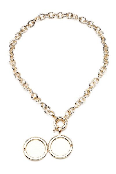 Modex Women's Gold Yellow Patterned Round Cap Necklace K8247