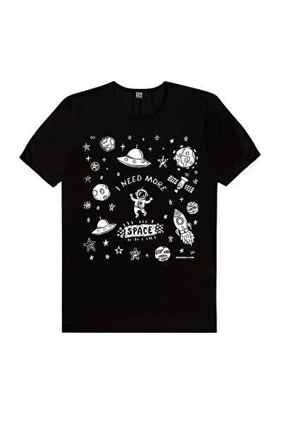 ROCKANDROLL Αστροναύτης στο διάστημα Μαύρο κοντομάνικο μπλουζάκι