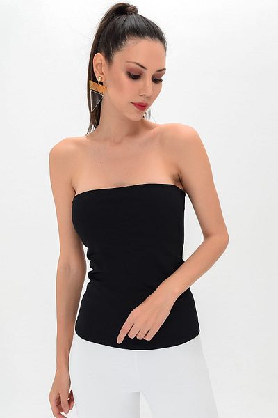 Laranor Γυναικεία Μαύρη Στράπλες Μπλούζα 17L5192