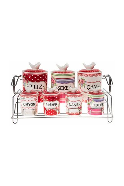 Ün-Ev 7-Piece Porcelain Luxury Bird Spice Rack