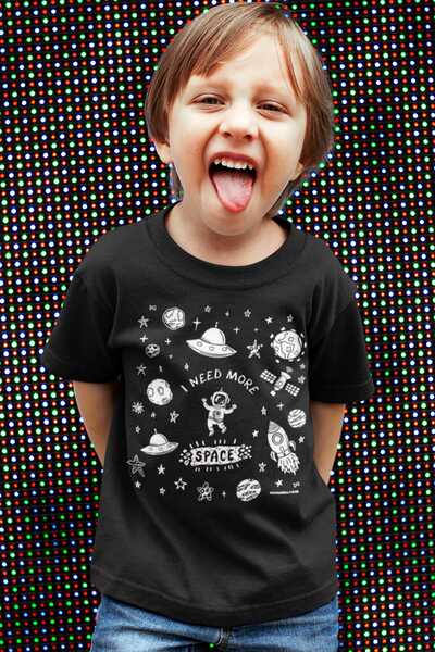 ROCKANDROLL Astronaut in Space Tricou negru cu mânecă scurtă pentru fete baie...