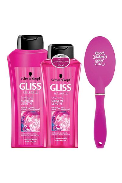 Gliss Supreme Length 525ml and 360ml Shampoo + Comb