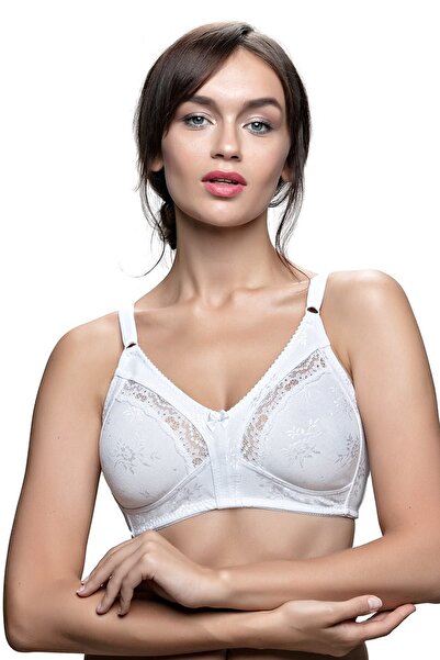 AYCI Kadın Cherry Dantel Toparlayıcı / Minimizer Beyaz Sütyen