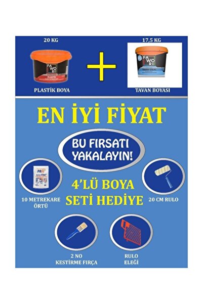 20 Kg Plastik Boya+17.5 Kg Tavan İdeal+Hediye Şampanya