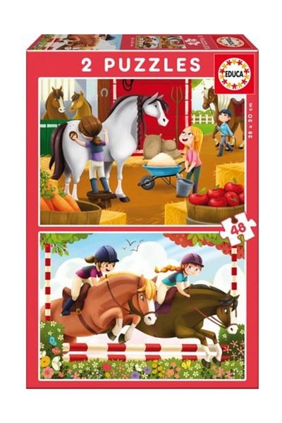 EDUCA Horse Grooming 2X48 Piece Children's Puzzle