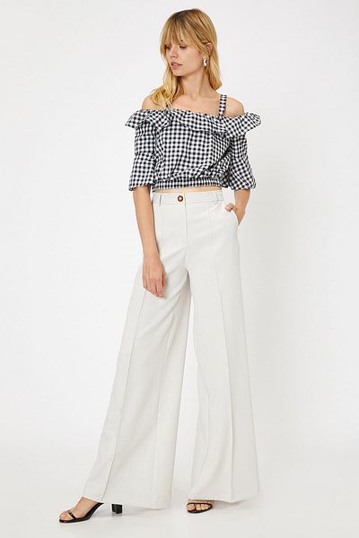 Koton Women's Gray Trousers 9YAK42735UW