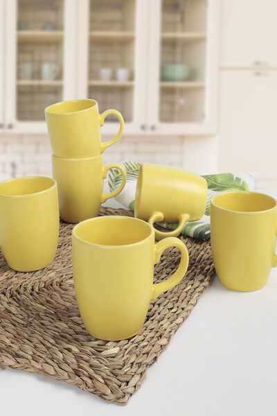 Keramika مج سحابة أصفر مطفي 9 سم 6 قطع