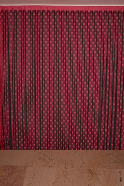 AKÇA TEKSTİL Polka Dot Model Fuchsia Color Rope Curtain Ready-made Buttons Sewn Rope Curtain 300*280 cm