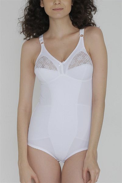 Yevda Women's White Large Oversize Satin Body Corset 4030