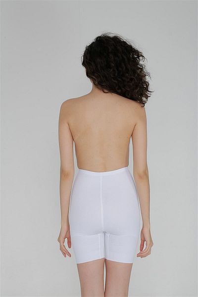 Yevda White Satin Women's Shorts Corset - Battal 4010