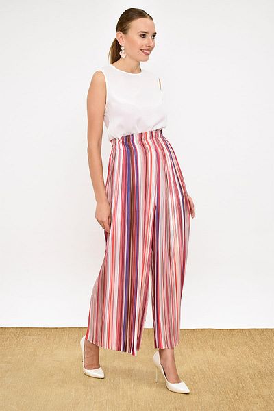 Bym Fashion Women's Pomegranate Flower Striped Trousers 204