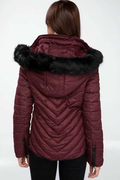DeFacto Kadın Bordo Suni Kürk Detaylı Şişme Mont I8683AZ.18WN.BR115