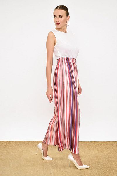 Bym Fashion Women's Pomegranate Flower Striped Trousers 204