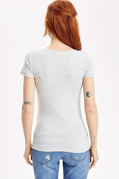 DeFacto Tricou de maternitate gri pentru alăptare cu buline prezentate K8365AZ.19SM.GR77