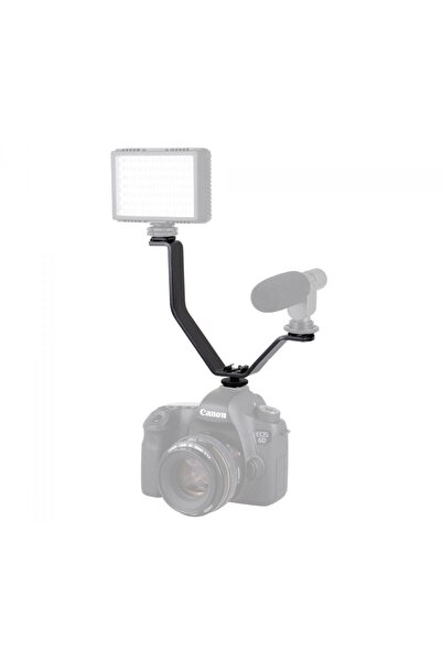 Ayex V BRACKET DSLR MAKİNALAR İÇİN ÜÇ GRİŞLİ FLAŞ LED, MİKROFON TUTUCU