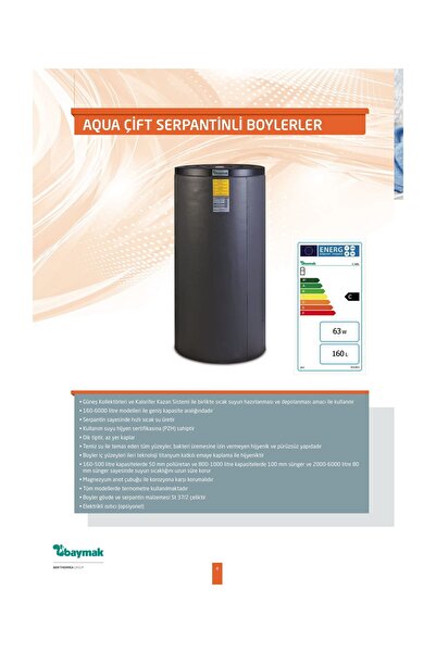 Baymak 200 LT AQUA BOYLER ÇİFT SERPANTİNLİ