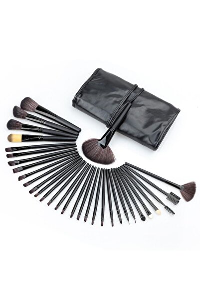 Simple Pro Set četkica za šminku - 32 komada, crna i kožna torba i četkica na...