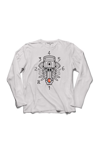 Kendim Seçtim Men's Motorcycle Piston Cylinder Spark Plug Switch Gear Shift Long Sleeve T-Shirt