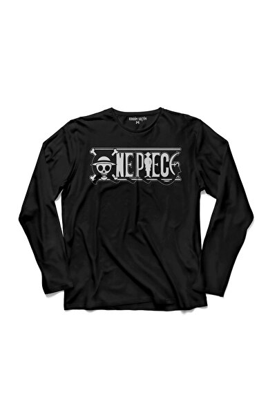 Kendim Seçtim One Piece Ασπρόμαυρο Anime Μακρυμάνικο T-Shirt
