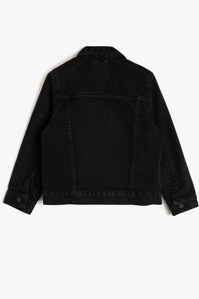 Koton Kids Girl's Black Button Detailed Jean Jacket