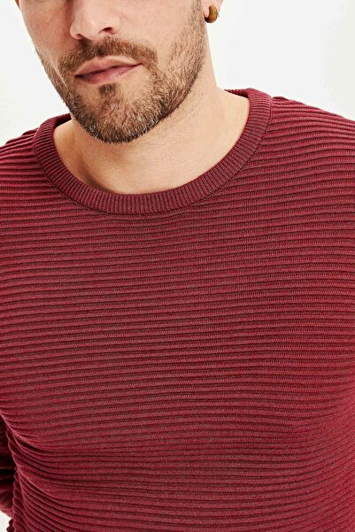DeFacto Men's Claret Red Slim Fit Knitwear Sweater L0033AZ19AU