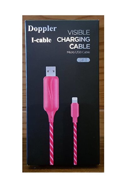 Doppler I-cable Micro Usb Işıklı, Pembe, Şarj Kablosu