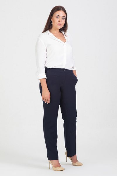 Şans Γυναικείο κλασικό παντελόνι με τσέπη Navy Blue 65N12024