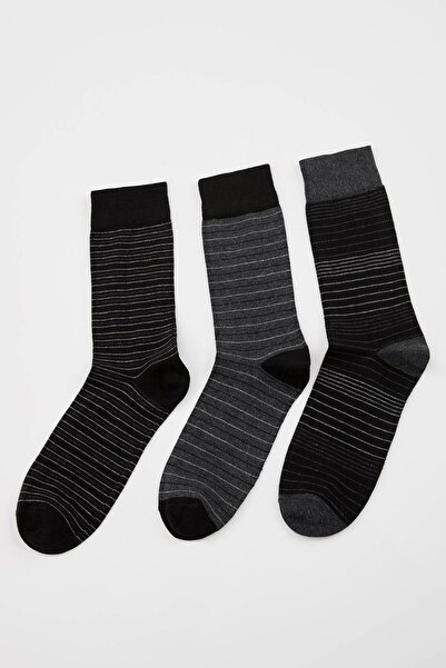 DeFacto Ανδρικό Σετ Μαύρες Κάλτσες 3 τεμαχίων J6390AZ.19AU.BK23