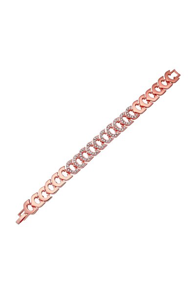 Forentina Rose Kaplama Zirkon Taşlı Tasarım Kadın Bileklik - Ps0710