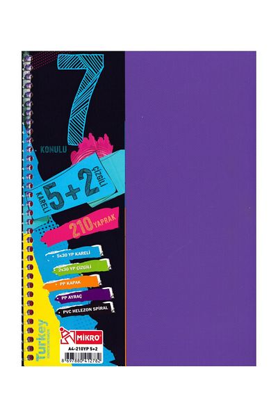 Mikro Caiet A4 cu marcaj 210 Yp. 5+2 Spr. pp. Violet