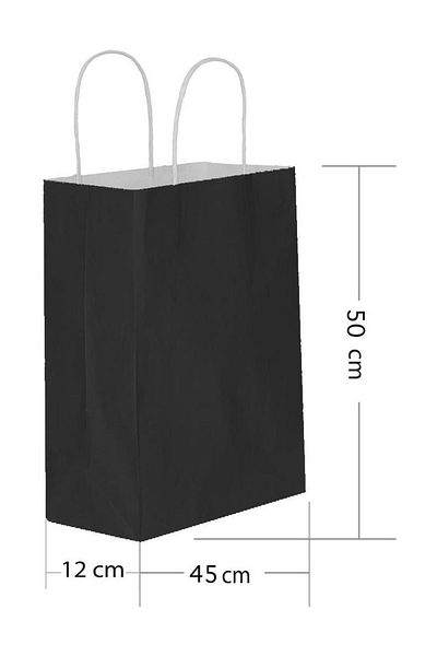 Kikajoy 45X12X50 cm Black Kraft Gift Bag of 25