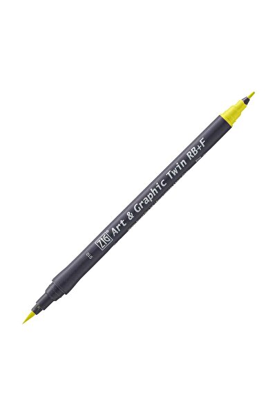 Zig قلم رسم مزدوج الأطراف من Art&Graphic RB+F 010 أصفر ليموني