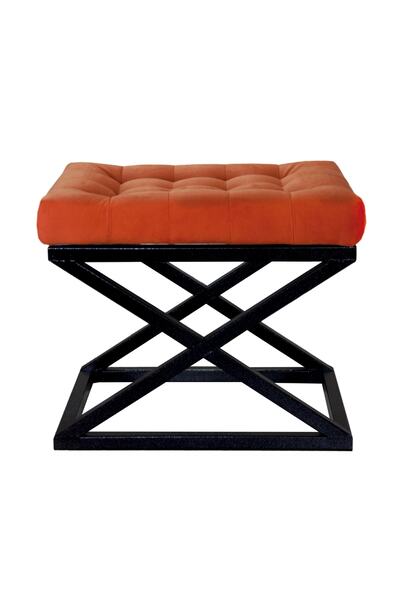 evodeko Siyah Çapraz Ayaklı Turuncu Puf