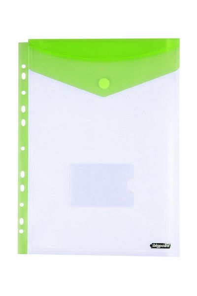 Bigpoint Fișier vertical cu velcro cu 11 găuri A4 verde