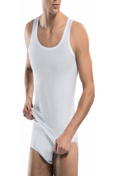 Tutku Men's White 15 Pack Cotton Classic Undershirt & Slip Panties Set