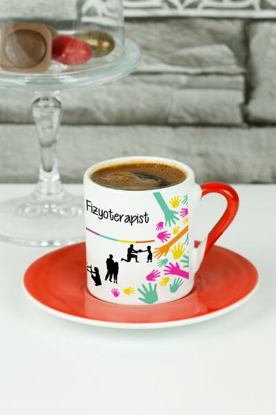 Hediyelen Fizyoterapist Türk Kahvesi Fincanı Kırmızı