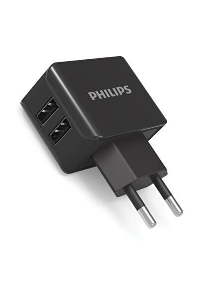 Philips DLP2502/78 2 USB Çıkışlı Duvar Şarj Cihazı, Siyah