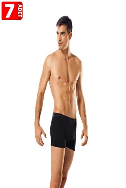 Tutku Ανδρικό πακέτο 7 τεμαχίων 100% βαμβάκι Lycra Boxer Μαύρο