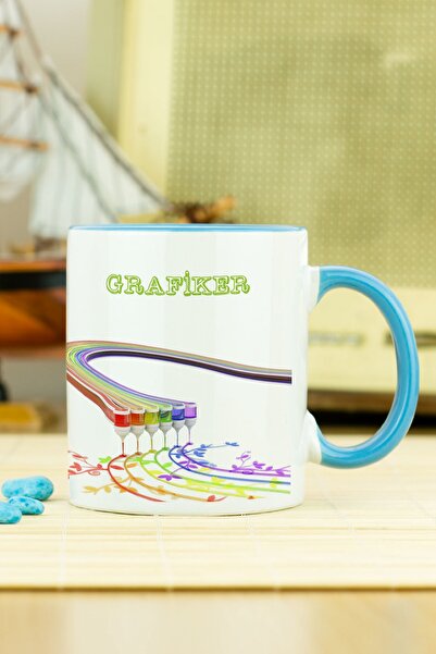 Hediyelen Grafiker Kupa Bardak Mavi