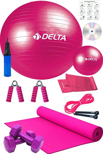 Delta 10 lu Pilates Seti Pilates Matı Pilates Topu Pilates Lastiği 1KG Dambıl Seti El Bilek Yayı