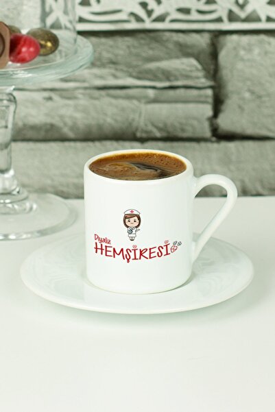 Hediyelen Diyaliz Hemşiresi Türk Kahvesi Fincanı Beyaz