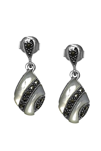 Midyat Nurtaş Gümüş Sedef ve Markazit Taşlı 925 Ayar Gümüş Küpe MNG201012470