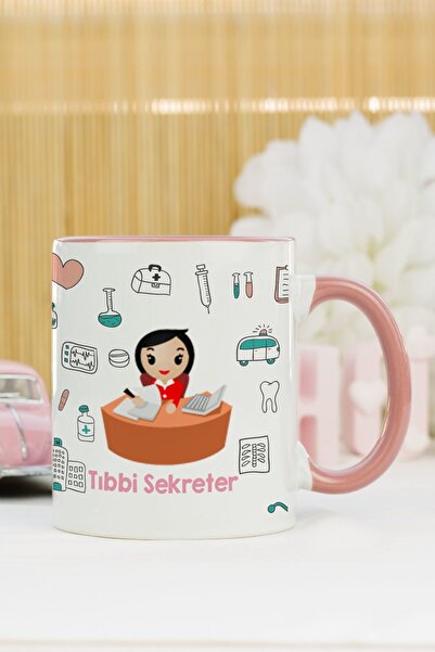 Hediyelen Tıbbi Sekreter Kupa Bardak Pembe