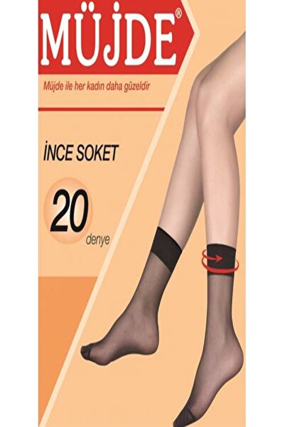 Müjde Woman's Black Thin Socket Socks 20 Pieces Pack of 2