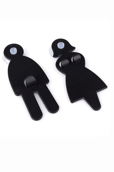 Bundera Humorous Girl Boy Hanger Apparatus with Suction Cup Behind Door Kitchen Bathroom Wall Towel Rack