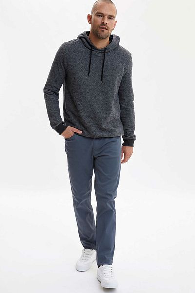 DeFacto Ανδρικό φούτερ με κουκούλα Slim Fit με κουκούλα