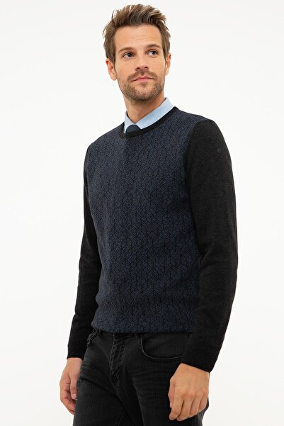 Pierre Cardin Men's Anthracite Gray Melange Slim Fit Sweater G021GL0TK.000867140