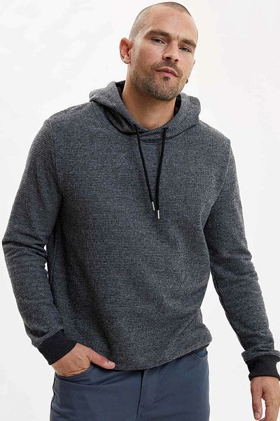 DeFacto Ανδρικό φούτερ με κουκούλα Slim Fit με κουκούλα